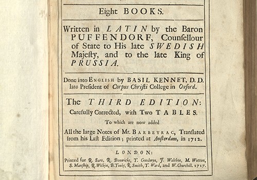 Samuel von Pufendorf, Of the Law of Nature and Nations. London: Printed for R. Sare, R. Bonwicke, T. Goodwin, 1717.