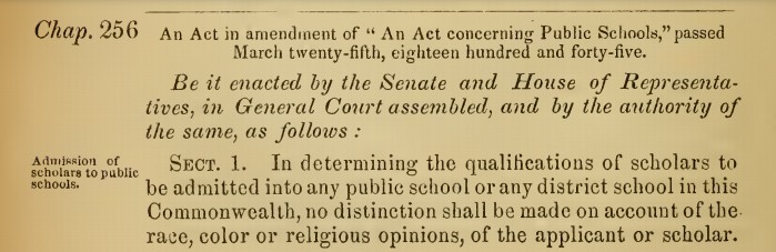 Chapter 256 of the Massachusetts Acts of 1855, concerning public schools.