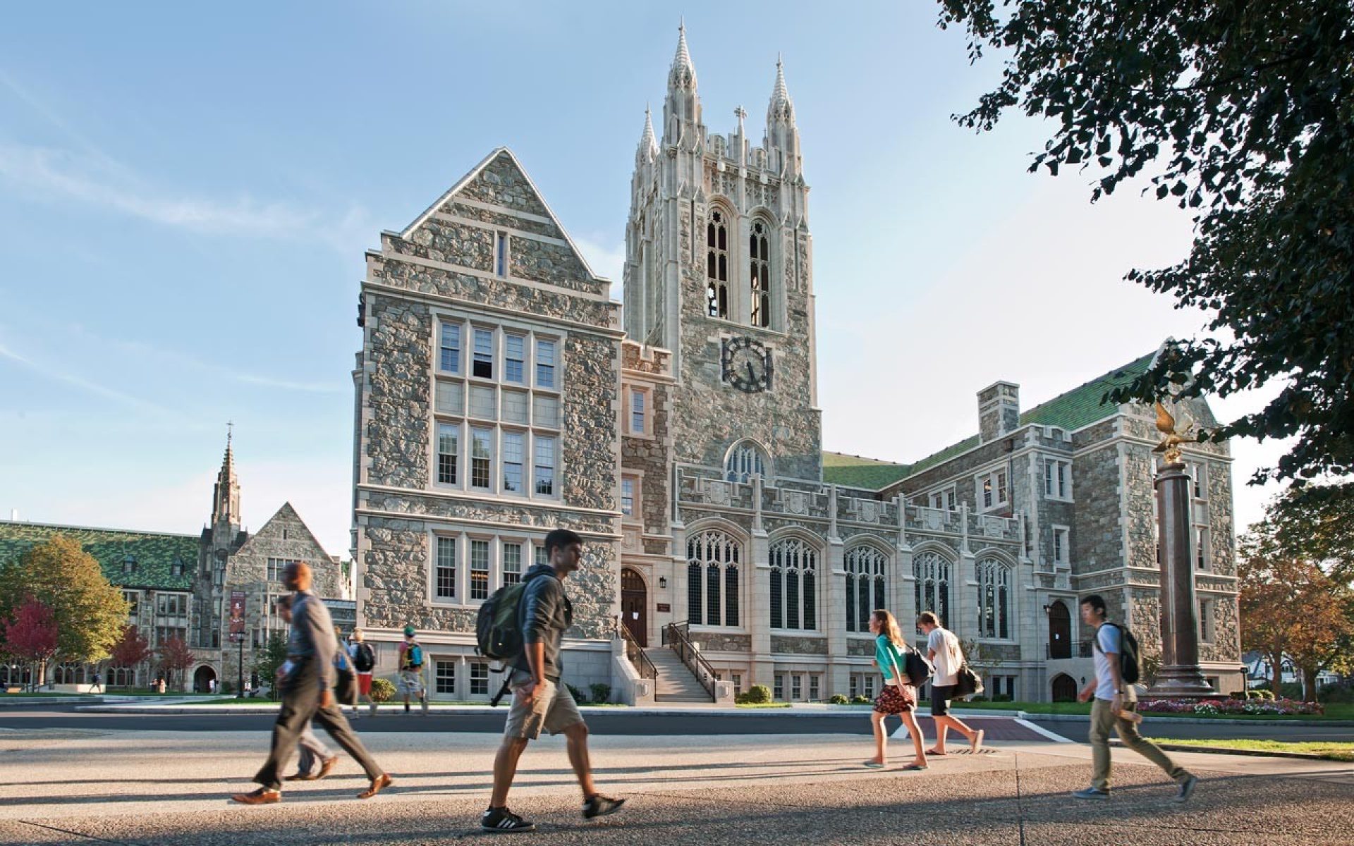 Students walking in front of Gasson