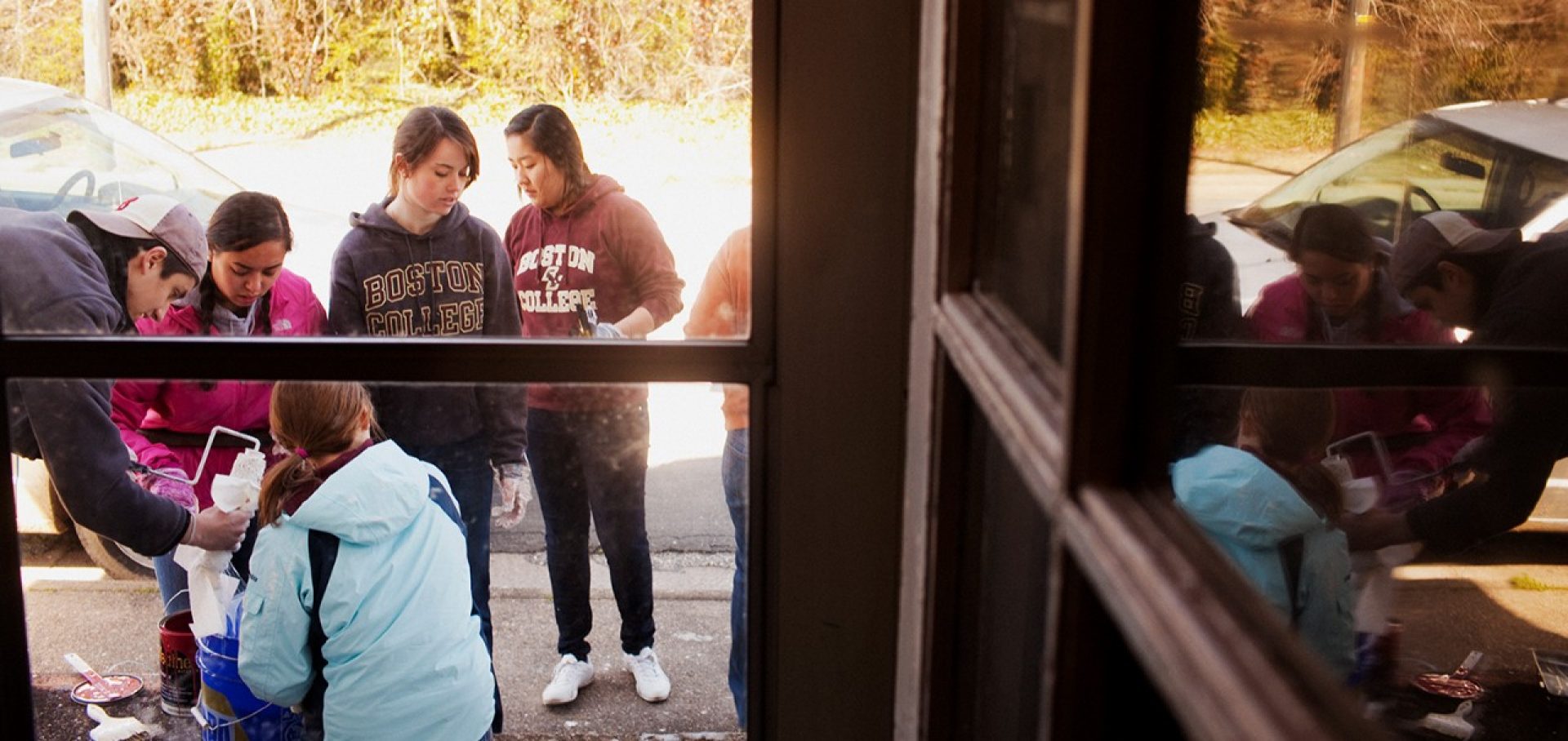 students outside