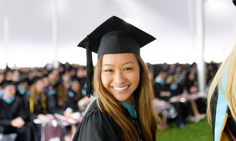 Graduate in line to receive degree