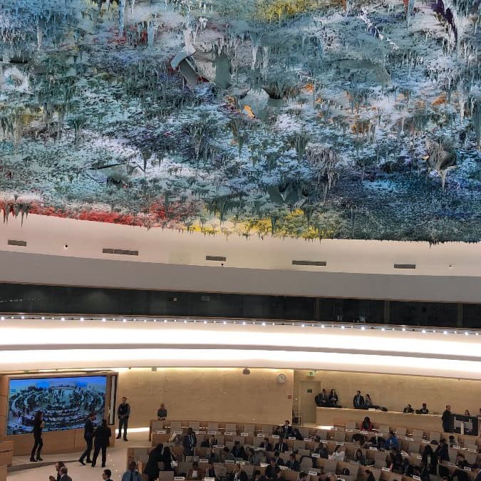Piper McGavin '20 sends this photo of the Human Rights and Alliance of Civilizations meeting room, United Nations headquarters, Geneva, Switzerland