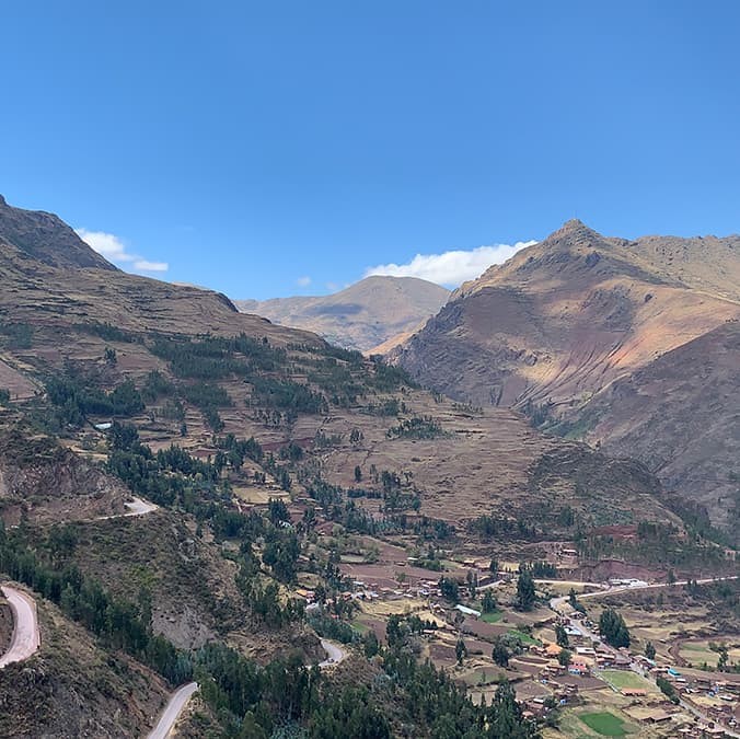 A view of the Andes mountains during a short hike through the Pisac Archeological Park near Cusco, Peru, from Grace Cavanaugh '21