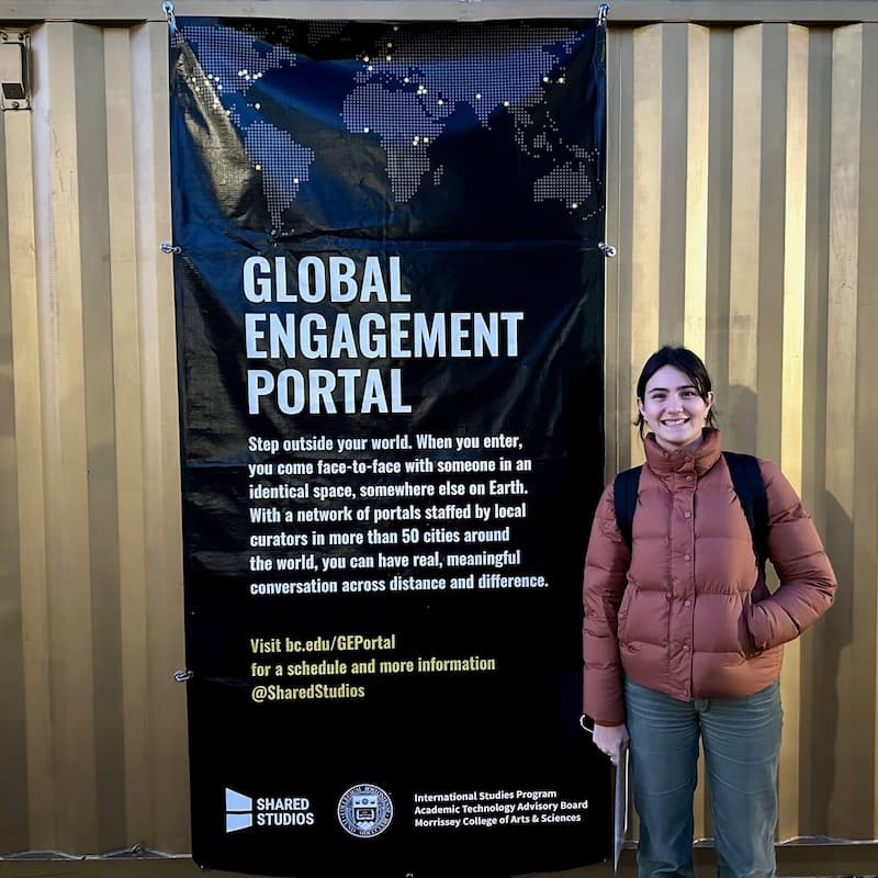Laura Bianchi in front of the Global Engagemeent Portal