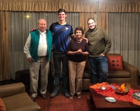 Luke Luke Stanisci and host family in Quito, Ecuador, February 2020