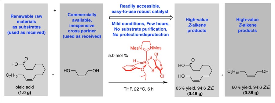 High-value alcohols and higher-oxidation-state compounds by catalytic Z-selective cross-metathesis