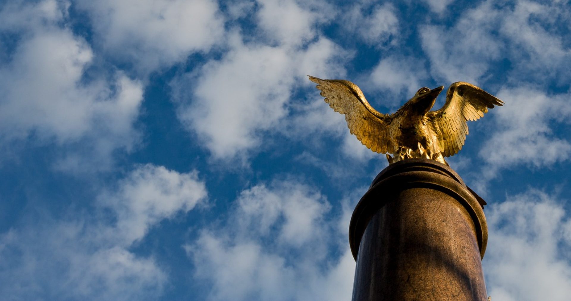 Statue of the BC eagle, viewed from below.