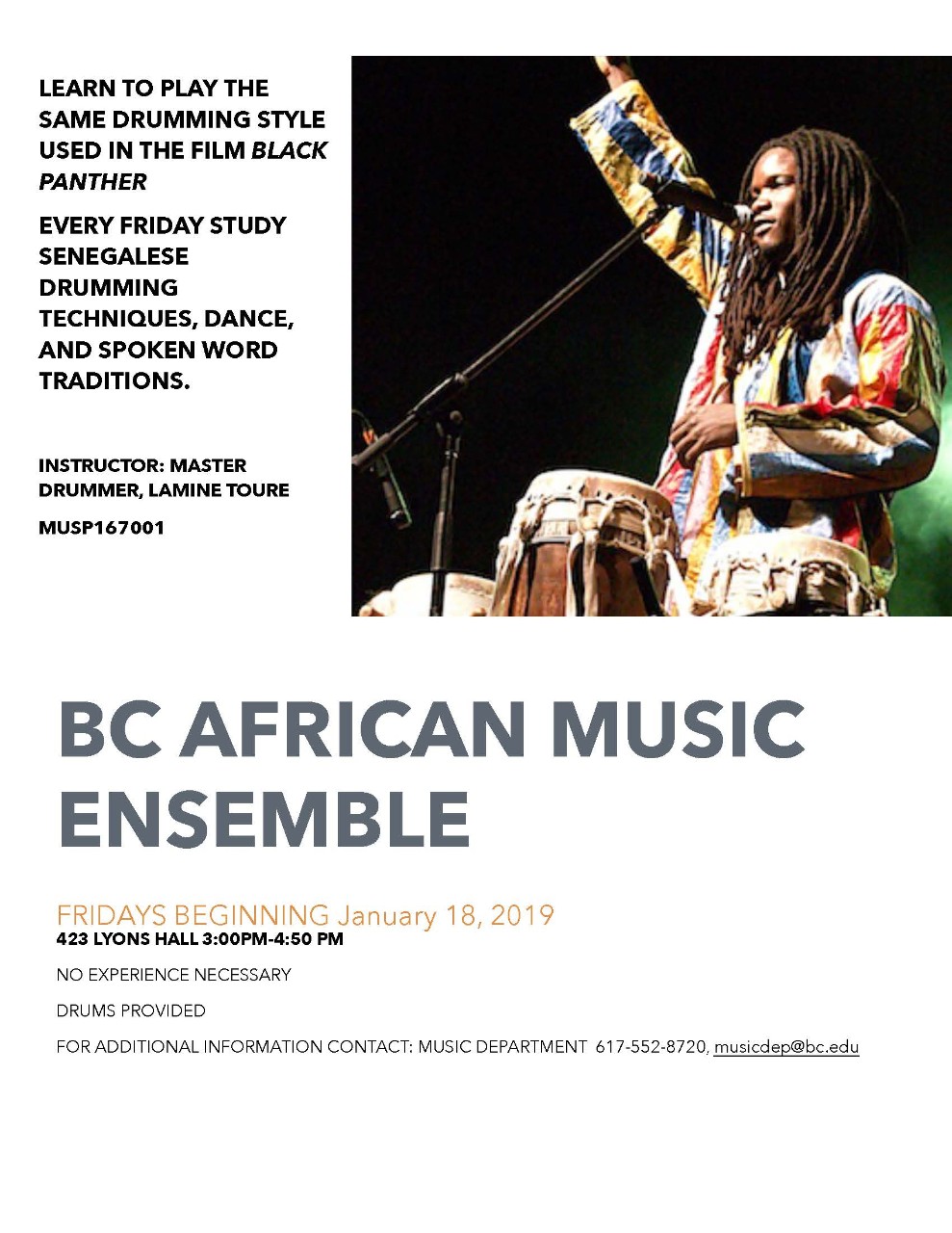 Photo of flyer for African Music Ensemble