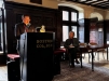 Photo of Fr. William Woody presenting Richard Kearney at the 2024 graduate conference.