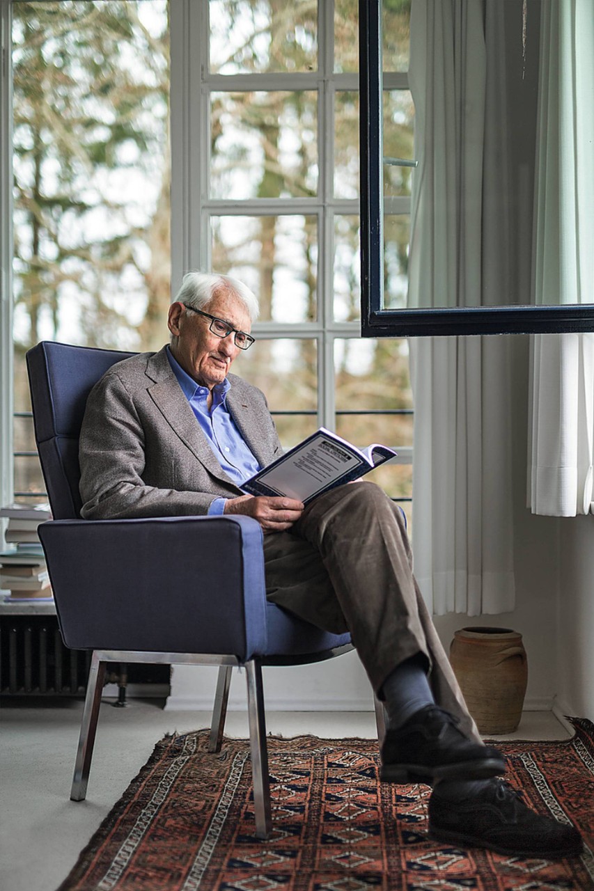 Photo of Habermas Caught Reading Rasmussen's Journal "Philosophy and Social Criticism"