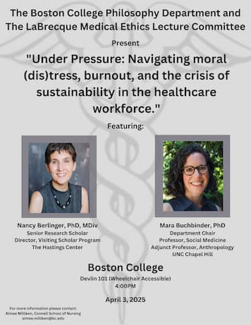 Photo of LaBrecque Lecture: "Under Pressure: Navigating moral (dis)tress, burnout, and the crisis of sustainability in the healthcare workforce."