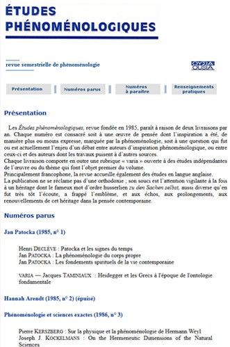 Études Phénoménologiques