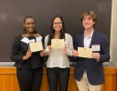 Photo of Image of Dean's Scholars and distinguished Sophmore Scholars. From left to right: Nnenna Okorie (junior), Abigail Leon (sophomore), and Frederick Osborne (sophomore); not pictured: Evan Tall.