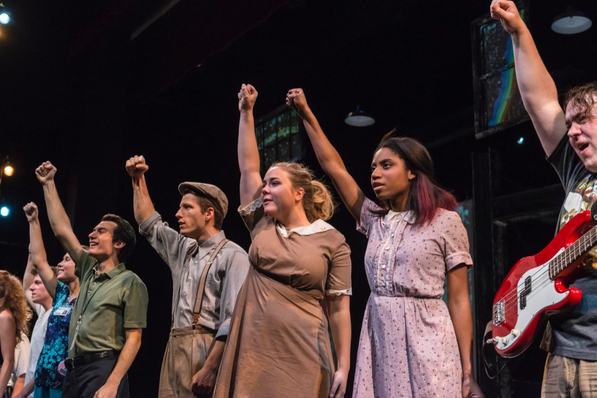 Dress rehearsal for "Waiting for Lefty" directed by Patricia Riggin. Act One is the original work. Act Two is made up of three "tableaux" or modern treatments of the original work.