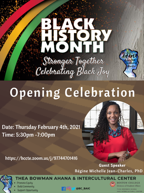Photo of BAIC's Black History Month Opening Celebration - Guest Speaker Dr. Régine Jean-Charles 02/04 at 5:30 pm