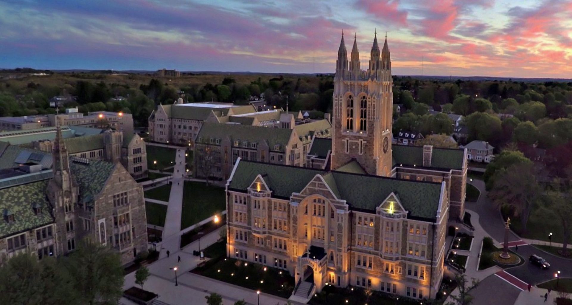 Gasson Hall at dusk