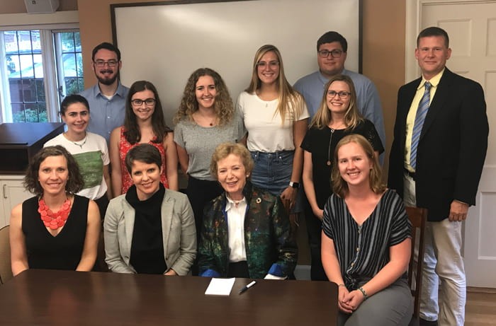 Photo of Mary Robinson with students_700px