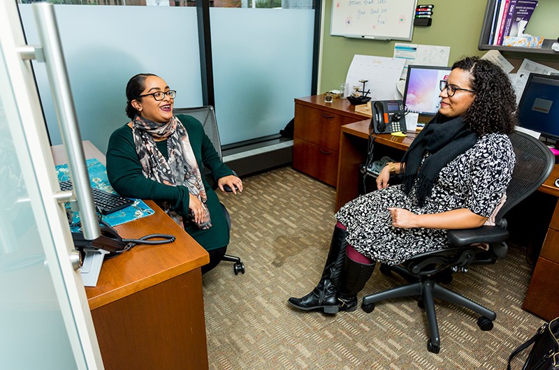 Thelma Terrero, ’14, MSW ’16, and Luzelly Frias, MSW ’16