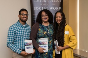 Pinderhughes fellowship winners past and present Victor Figuereo, Kat Nielsen, and Melissa Bartholomew