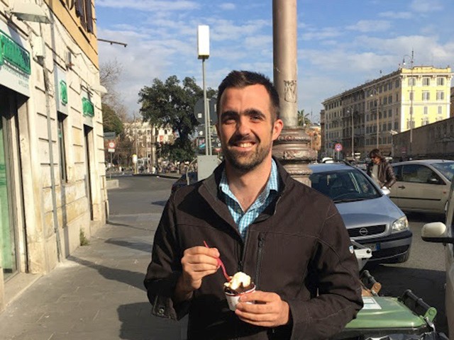 Jack Wickham enjoying gelato