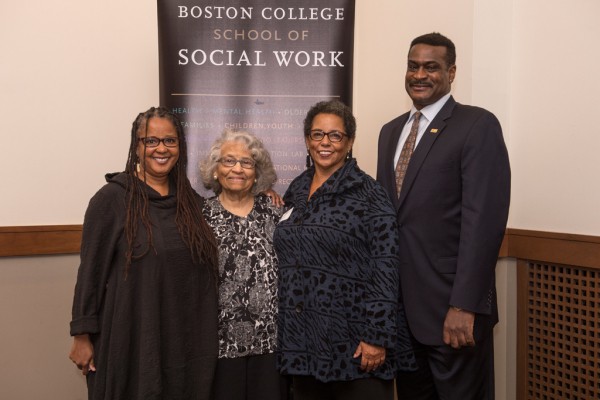 From left: Jackson, Pinderhughes, Romney, and NASW CEO and BCSSW alumnus Angelo McClain