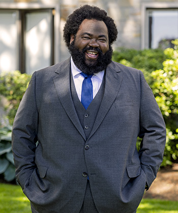 June 7, 2022 -- Samuel L. Bradley, Jr., Assistant Professor of Macro Practice at Boston College's School of Social Work. Photographed at McGuinn Hall.