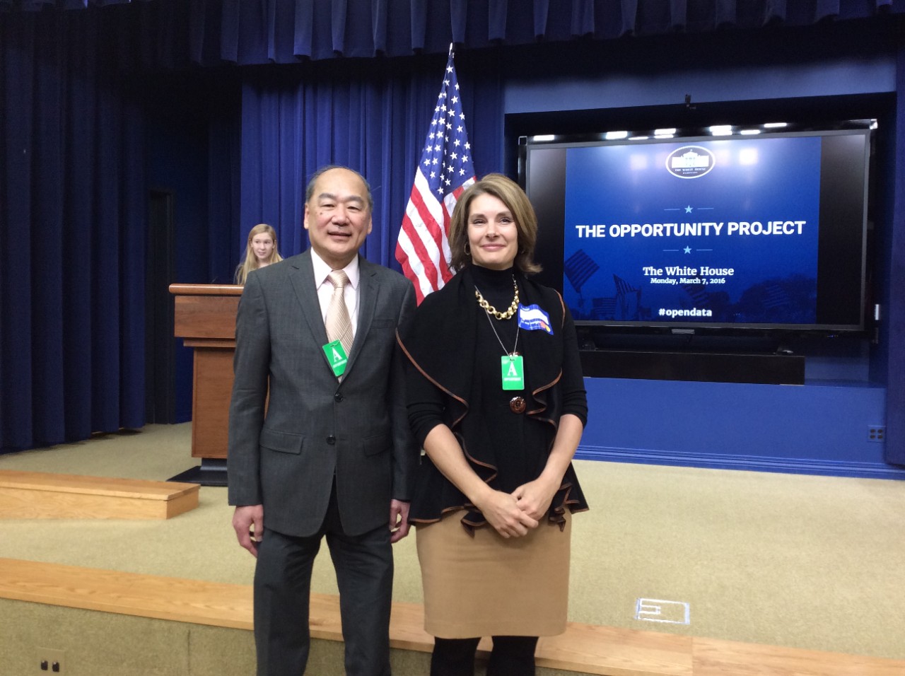 Takeuchi_Dearing_RISE_White_House_March16 David Takeuchi and Tiziana Dearing representing BC Social Work initiative RISE at The White House, March 7, 2016.