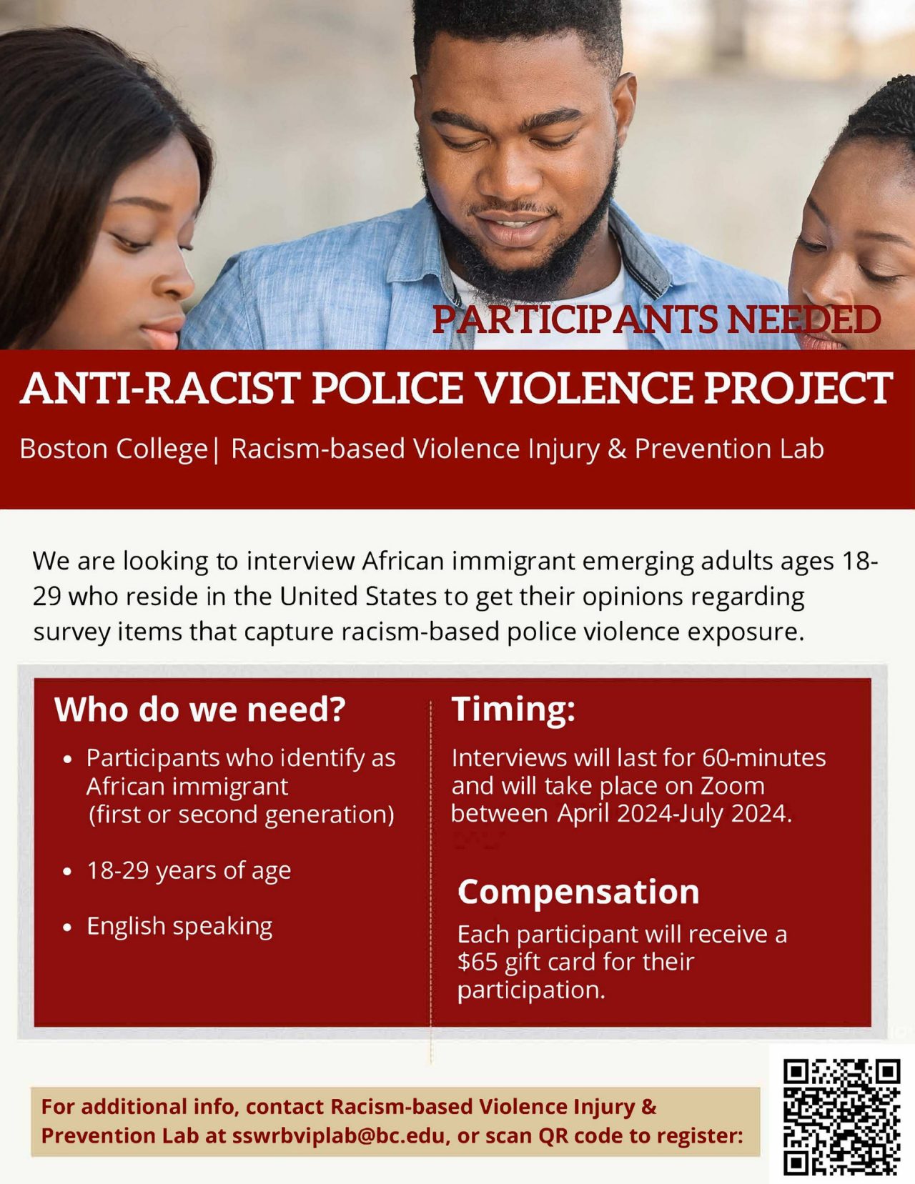 Anti-racist Police Violence Project Cognitive Interview Flyer