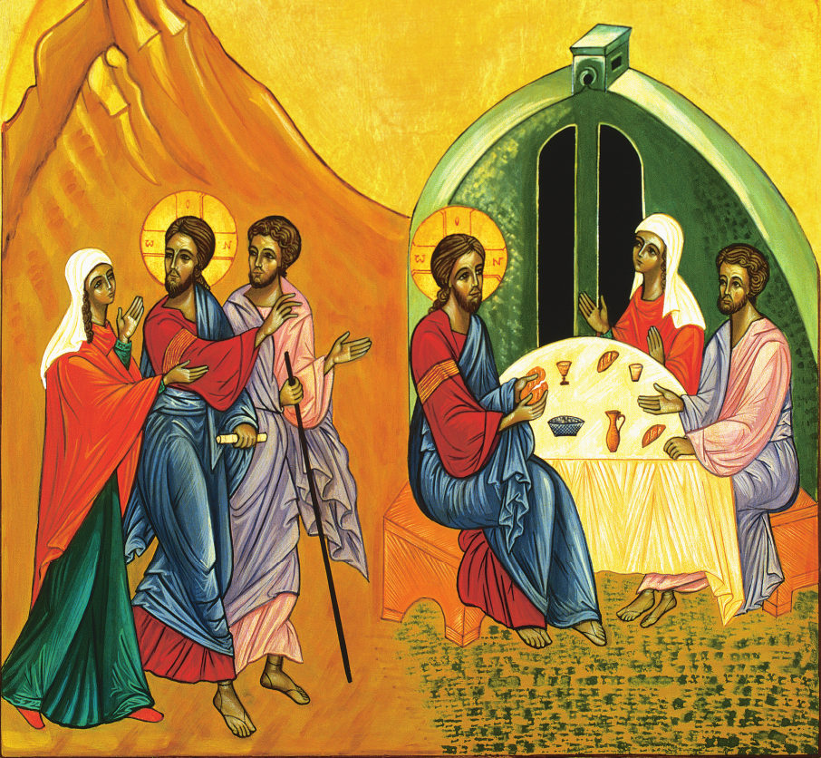 Icon of the disciples encountering Jesus on the road to Emmaus