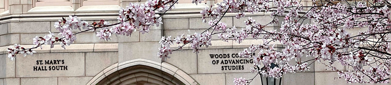 Woods College entrance in the spring