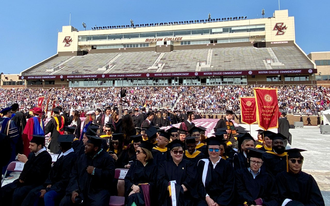 Woods Graduating Students at Alumni Stadium for the Main Ceremony