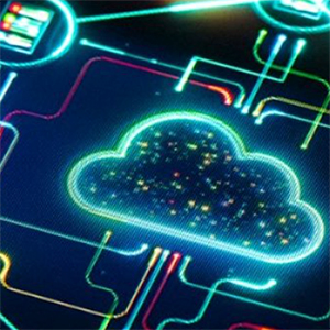 Cyber cloud image in a blue background