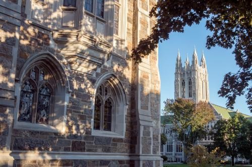 campus with gasson hall in the background