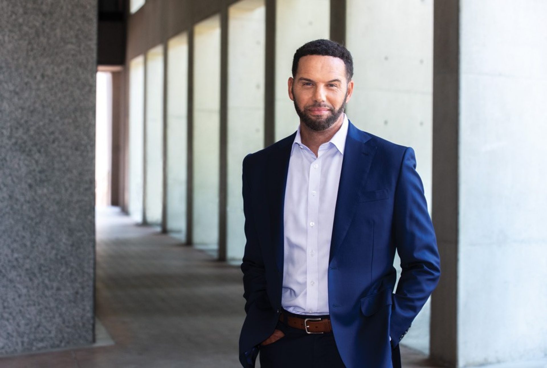 Steve Pemberton photographed at O'Neill Library