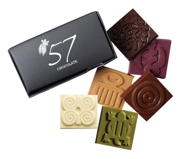 An assortment of chocolates in various colors and designs