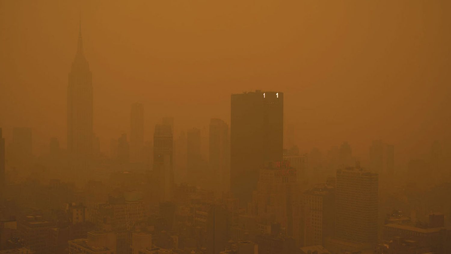 Photo of New York City with murky orange haze