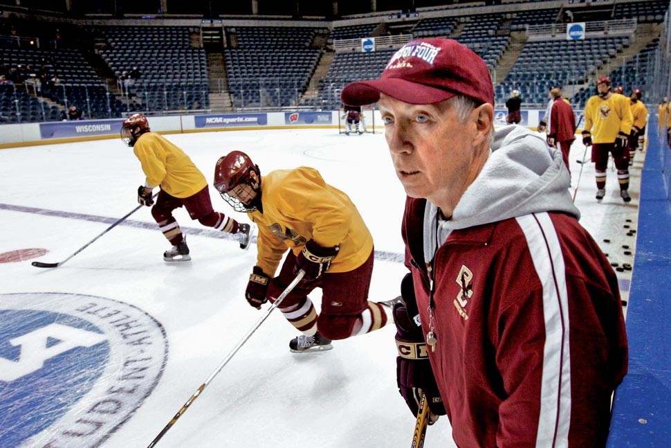 York on the ice with players