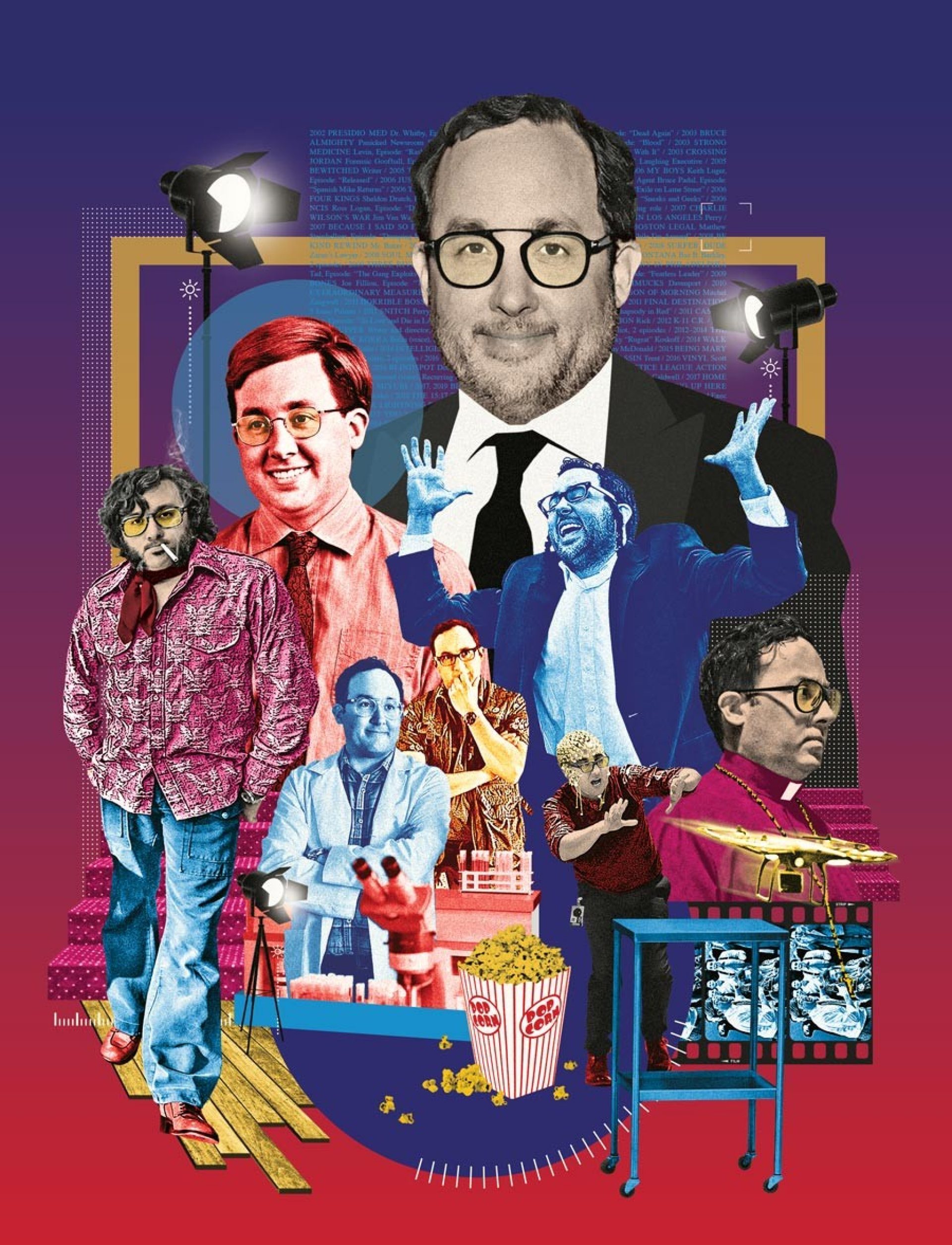 Illustration of PJ Byrne and a selection of his film roles