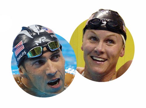 Photos of Michael Phelps and Jenny Thompson