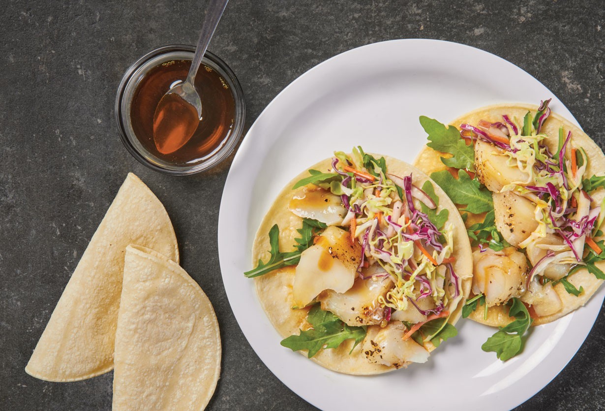 Photo of a plate of fish tacos