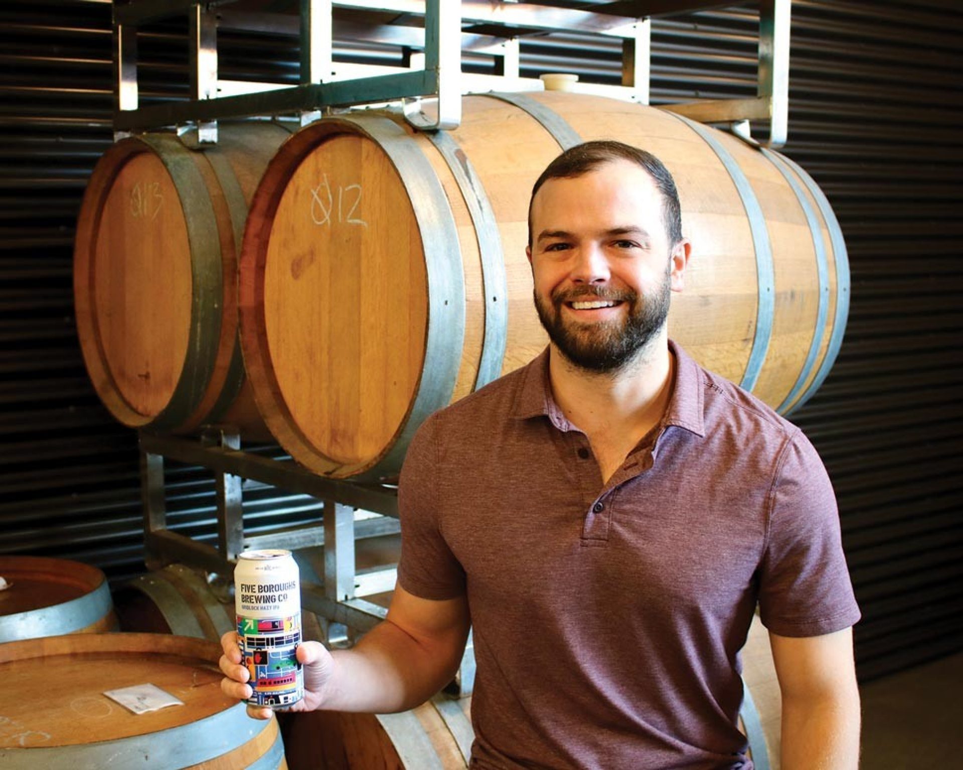 Blake Tomnitz photographed in the Five Boroughs Brewing Co.