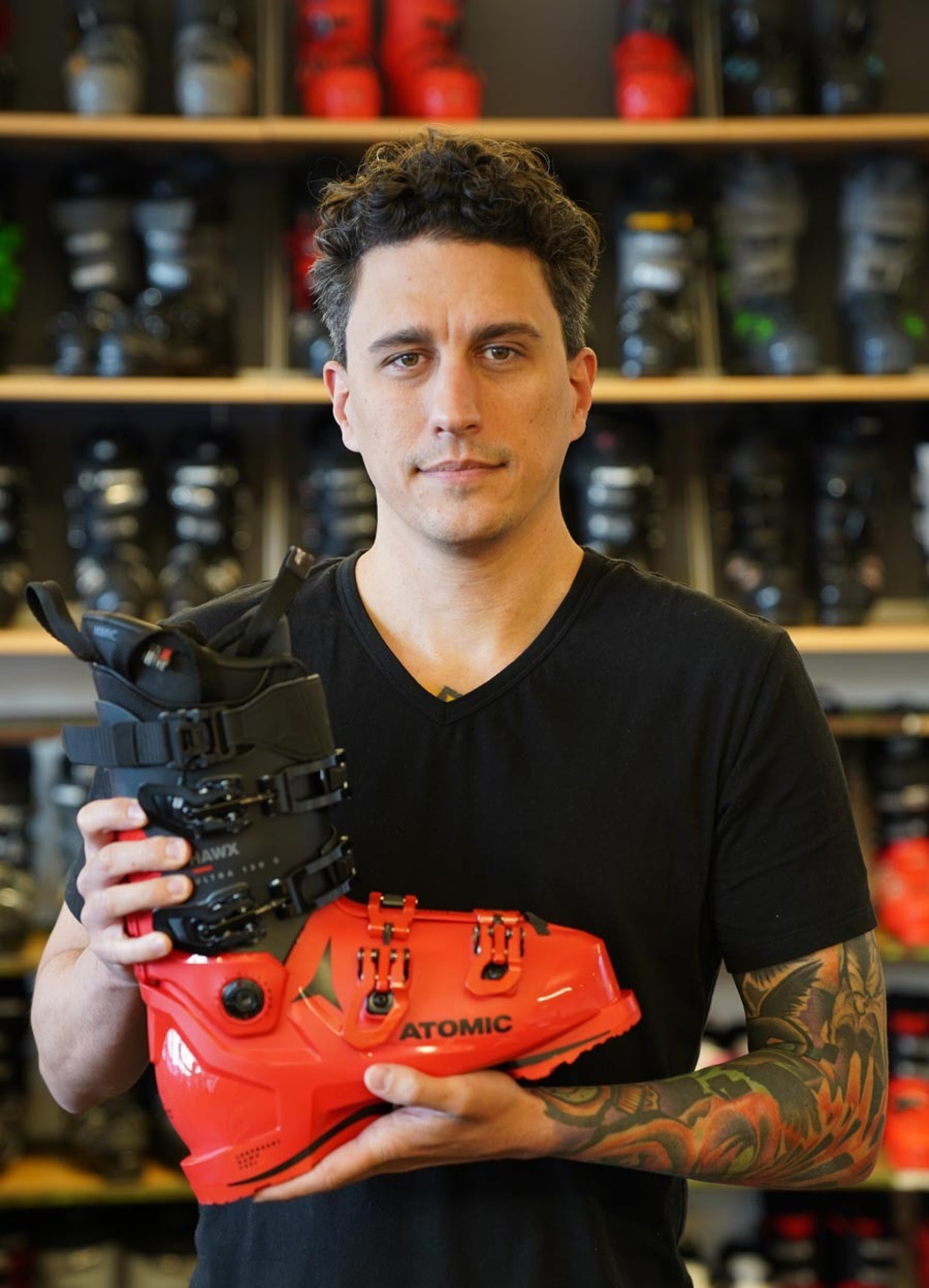 Photo of Matt Manser with ski boot