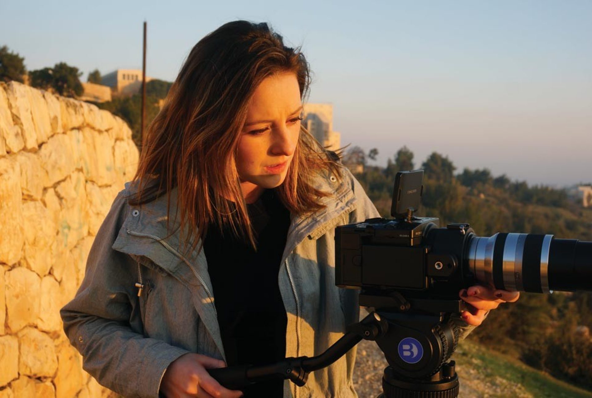 Audra Hampsch filming on site in Israel