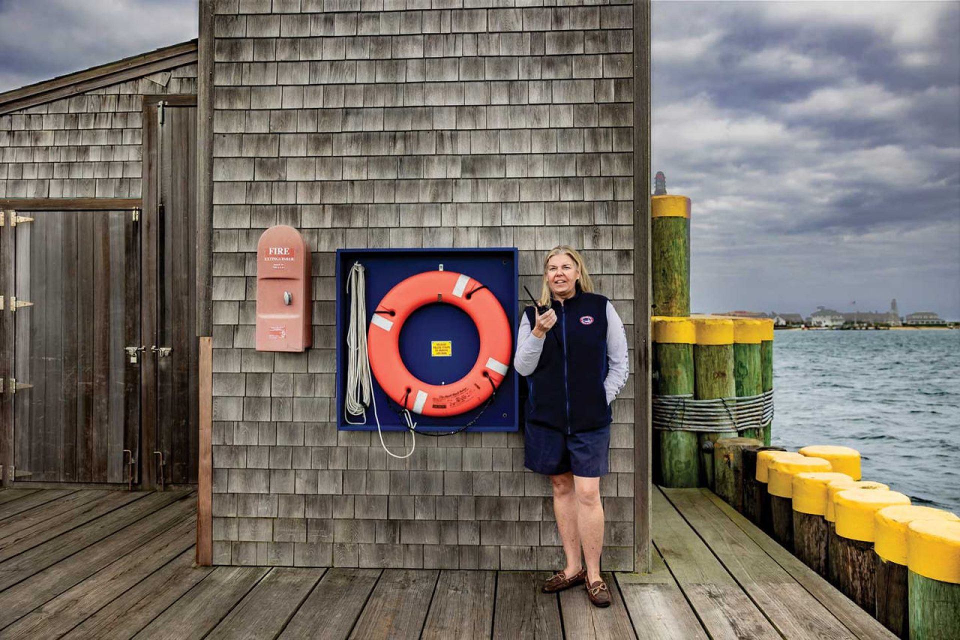 Photo of Christina Martin on the docks of Nantucket Harbor 