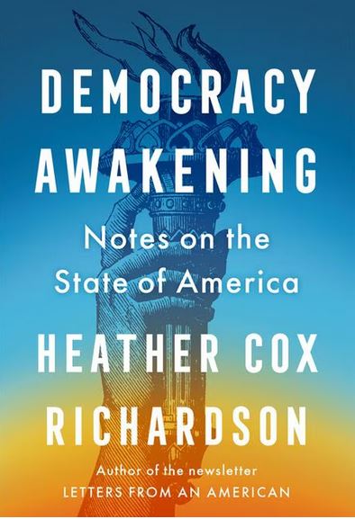 cover of Democracy Awakening book- graphic of Statue of Liberty torch