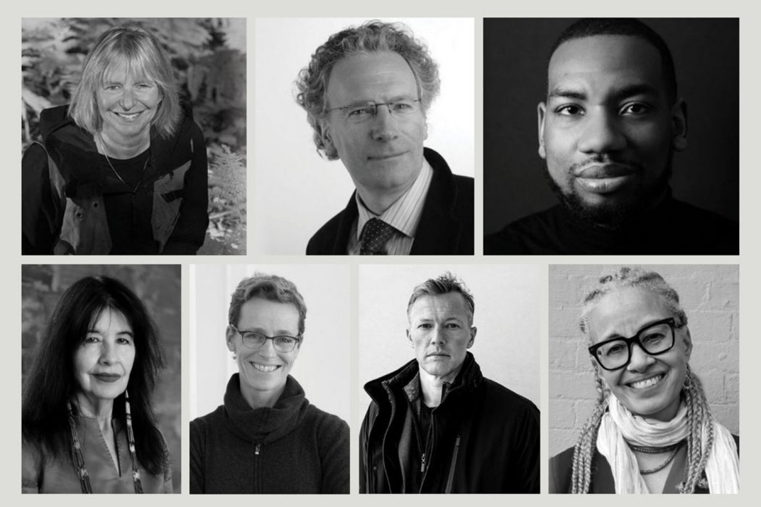 black-and-white portraits of speakers 