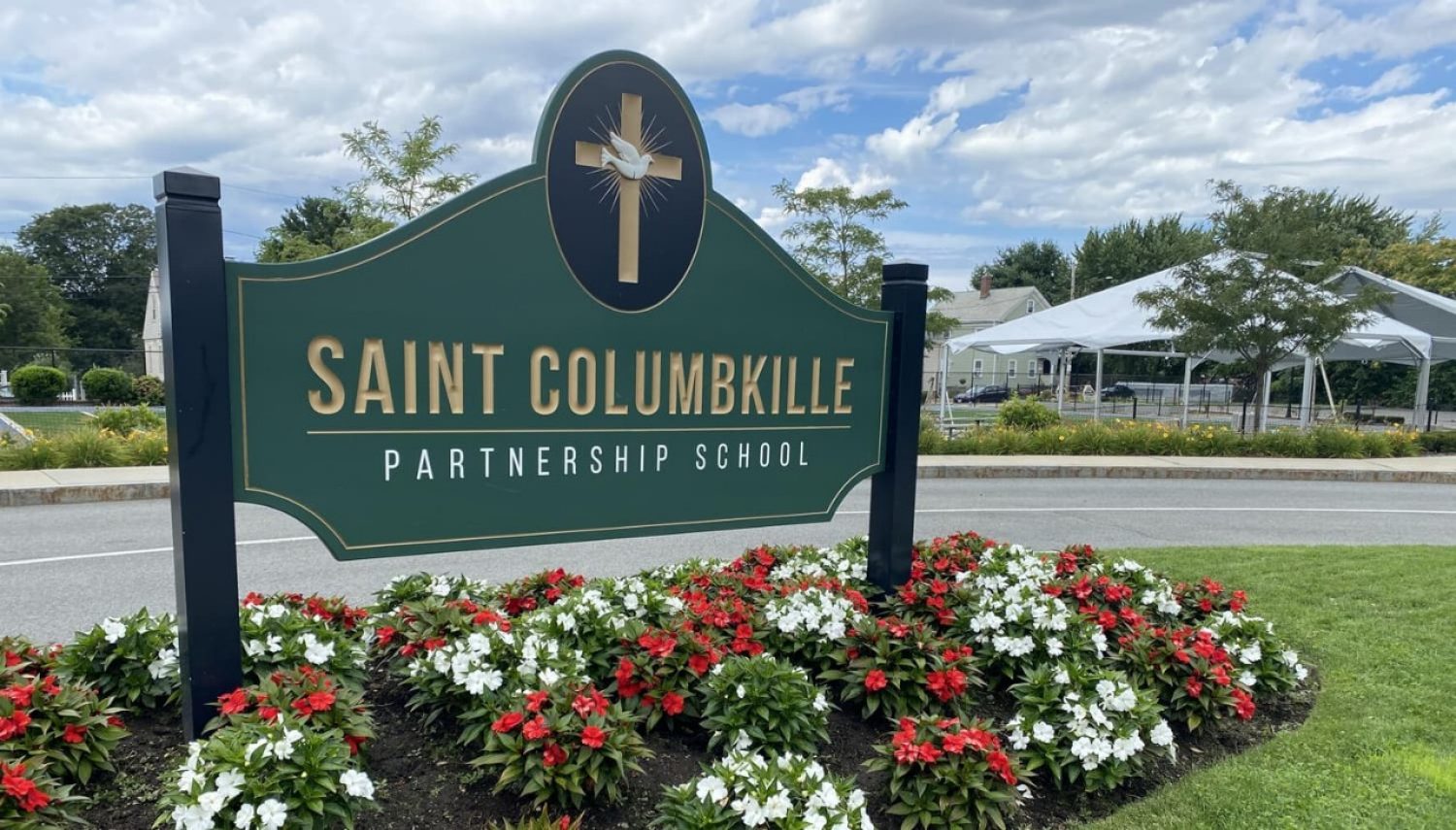Saint Columbkille Partnership School sign