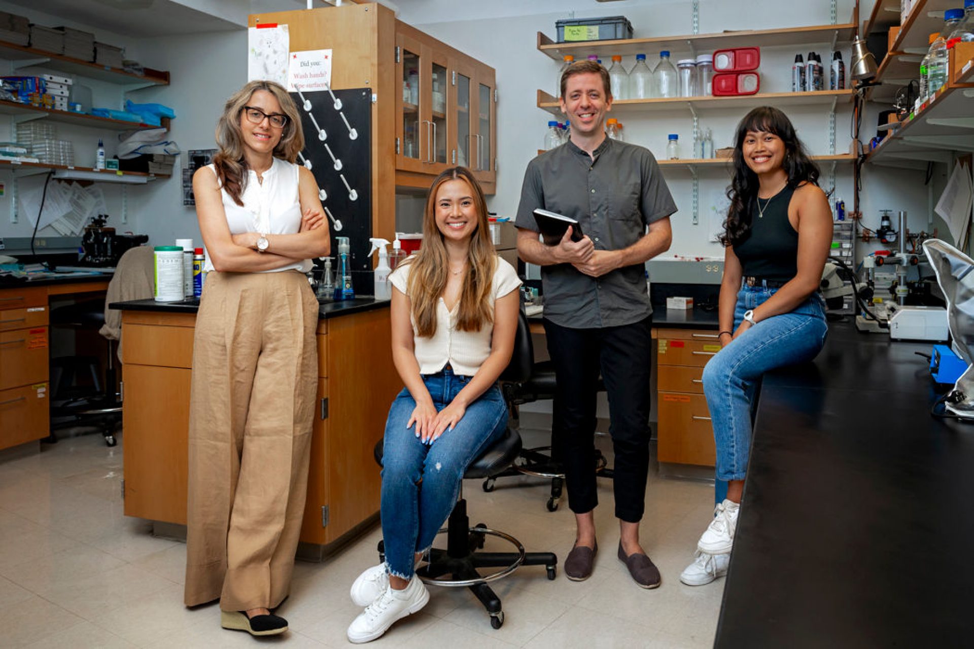 Four researchers in a lab