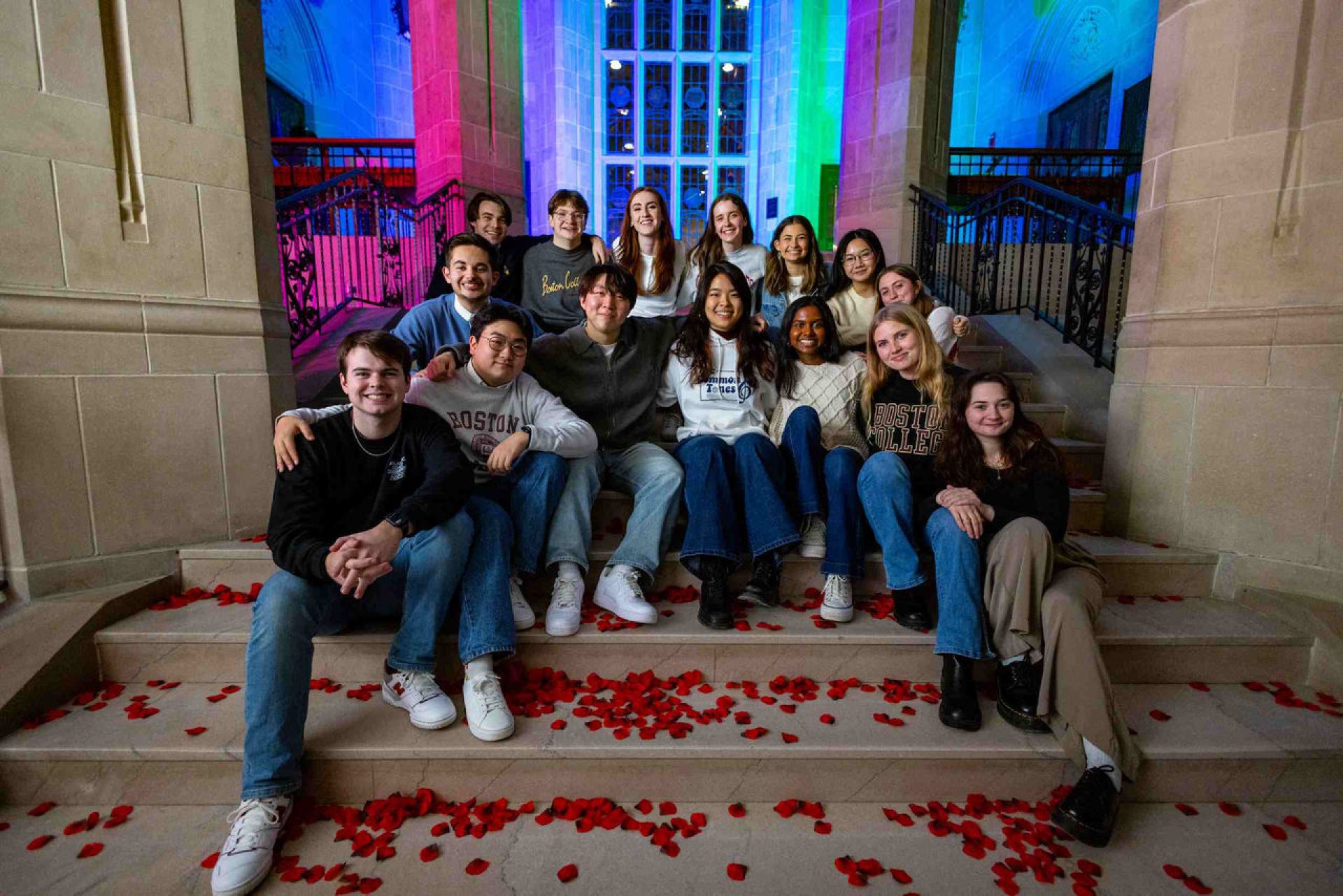 The Common Tones sitting on a staircase