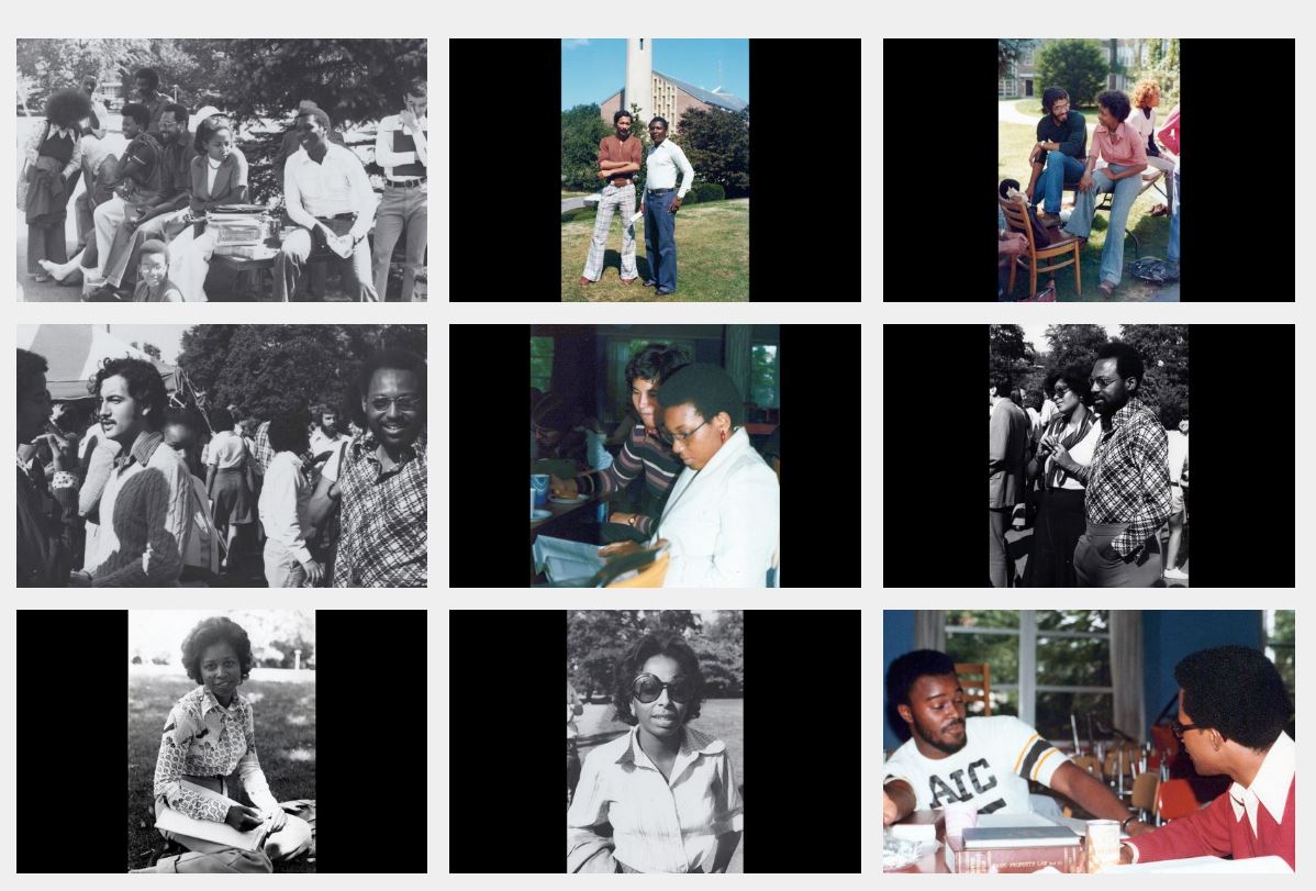 A grouping of historical photos of former students and faculty